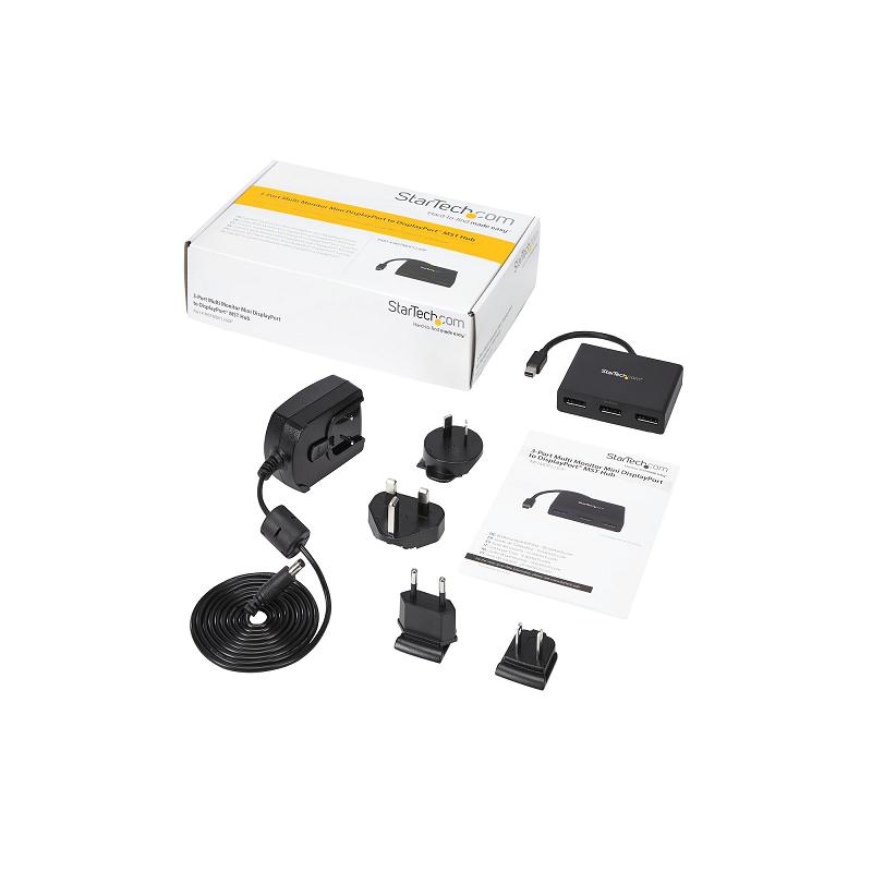 StarTech MSTMDP123DP 3-Port Multi Monitor Adapter - mDP - DP MST Hub, Dual 4K 30Hz & 1080p